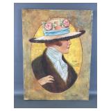 Vtg Edwardian Gibson Girl Painting Signed Haaland