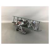 Vtg Metal English Bi-plane Die Cast Airplane