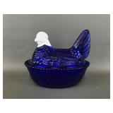 Vtg Cobalt Blue Westmoreland Hen On Nest
