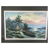Thomas Kinkade Style Cottage Painting