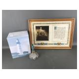 Statue Of Liberty Lighthouse & Abe Lincoln Litho