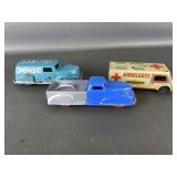 Vtg Tin Lithographed Toy Ambulance & More
