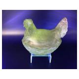 Glowing Slag Glass Purple Hen On Nest