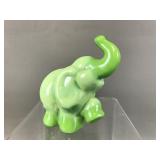 Fenton Green Chameleon Slag Elephant W/ Box