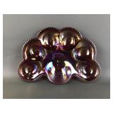 Vintage Ruby Iridescent Carnival Glass Deviled Egg
