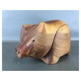 Modernist Deborah D Bump Pig Wooden Puzzle Box