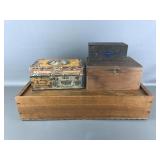 Handmade Wooden Tabletop Desk Drawer & Vtg