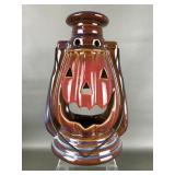 Vtg Halloween Glazed Stoneware Pumpkin Lantern