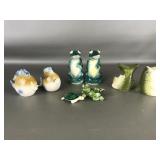 Vtg Fish & Frog Ceramic Salt & Peppers & More!