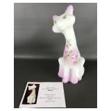 Fenton Milk Satin Alley Cat Painted Floral