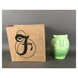 Fenton Green Chameleon Slag Owl Figure W/ Box