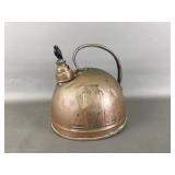 Antique Whistling Tea Kettle W Figural Bird Topper