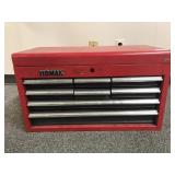 Vintage Red Homak Top Chest Tool Box W / Tools
