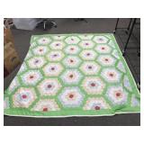 Vtg Grandmother's Flower Garden Pattern Quilt