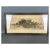 Antique Lithograph Country Scene