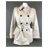 Coach Womens Beige Solid Short Trench Coat