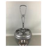 Antique Quad Pewter Cruet Set Holder Stand