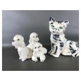 Vintage Lefton Ceramic Poodles & Kitty Planter
