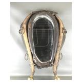 Antique Horse Collar Mirror W Wood/brass Hames