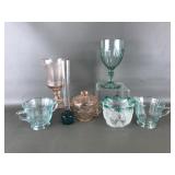 Mid Century Art Glass Bud Vase & Depression Glass
