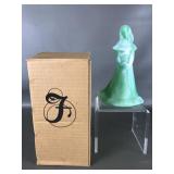 Fenton Green Satin Glass Bridesmaid Doll Figurine