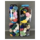 Cracker Jars Filled Wih Yarn Skeins/ Balls