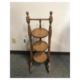Vtg Wooden 3-tier Folding Cake & Pie Stand