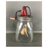 Vintage Hand Crank Glass Butter Churn