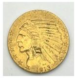 1913 $5 Indian Head Half Eagle Gold Coin