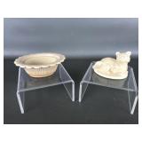 Mosser Caramel Slag Mini Cat On Nest Salt Cellar