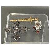 Vintage Coro Sword, Knight & King Brooch Pins