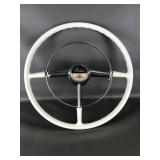 Vintage Pontiac Ivory & Chrome Steering Wheel