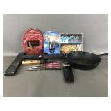 Cast Iron Pan, Vtg Rulers, Knives & More
