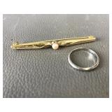 Filigree Silver-toned Ring & Vintage Brooch