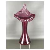Vintage Jack In The Pulpit Cranberry Glass Vase