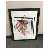 Concentric Optical Illusion Painting Framed