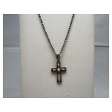 Vtg Italian Sterling Silver Inlayed Cross Necklace