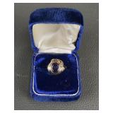 Art Nouveau Style 14k Gold Tested Gemstone Ring