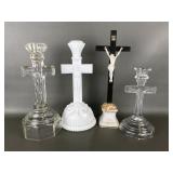 Glass Crucifix Candlesticks & More