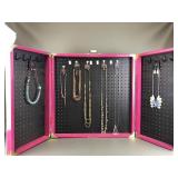 Pink, Folding Portable Pegboard Display Case
