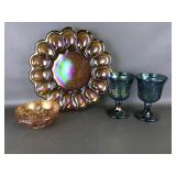 Vtg Indiana Glass? Amber Carnival Delived Egg
