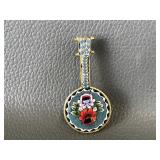 Italian Micro Mosaic Mandolin Brooch