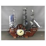 Vtg Mid-century Electric Ship Mantel Clock