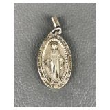 Vtg .925 Sterling Silver Miraculous Medal Pendant