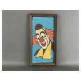 Vtg Mid-century Gravel Clown Art In Plastic Frame