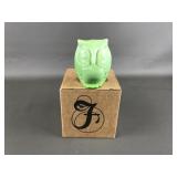Fenton Green Chameleon Owl Figurine, W Box