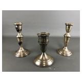 Vtg Sterling Silver Weighted Empire Candlesticks &