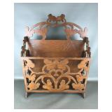 Vtg Handmade Wooden Magazine Rack