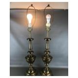 Vtg Hollywood Regency Stiffel Brass Table Lamps