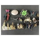Vtg Enamel Parrot Pin & More Brooches